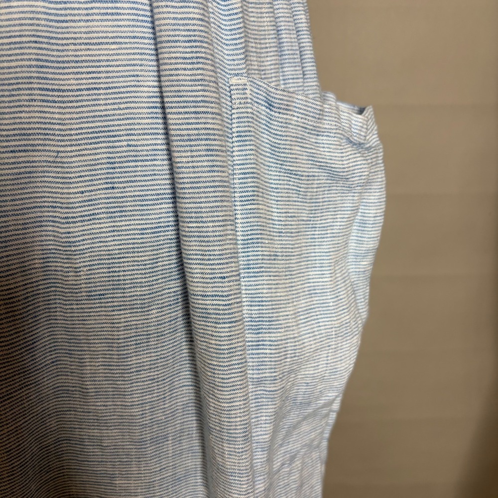 Mara Hoffman Swim Whitney Hemp Jumpsuit L Blue Stripe Wide Leg Beach Cover Up - Picture 5 of 11